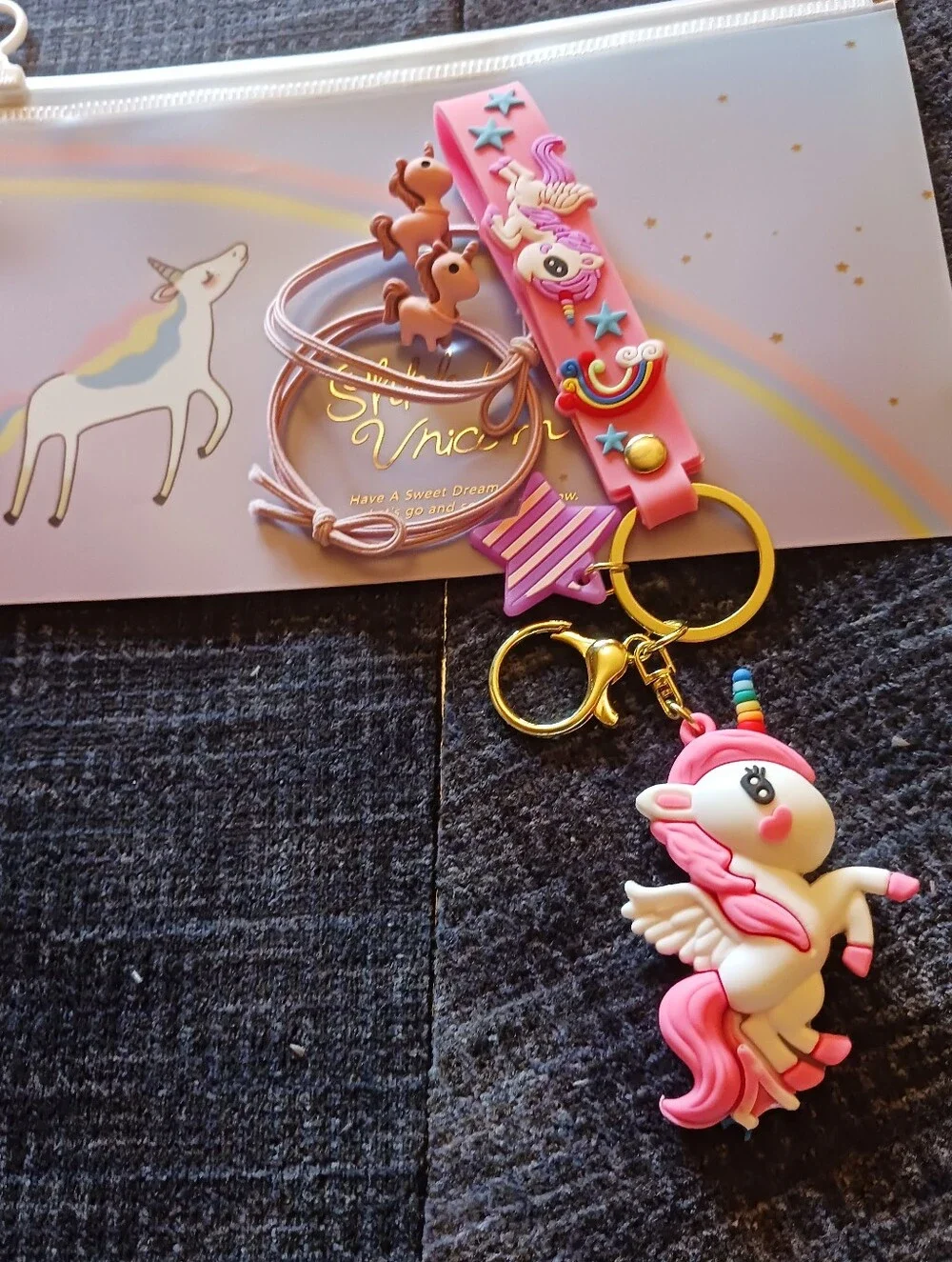 Cute Unicorn Keychain Set - Pink & Purple Kids Accessories